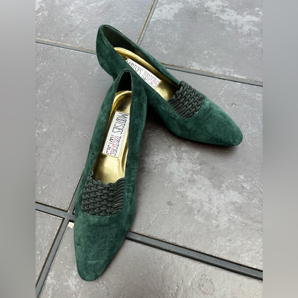 Vintage Mootsie Tootsie Collection Katherine Suede Spruce Green Pump Size 9W